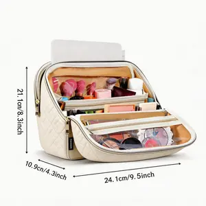 Makeup Bag - Durable Fabric, Spacious Interior, Neutral Color, Ideal for Daily Use & Travel, Compact Yet Spacious, Organize Makeup Essentials