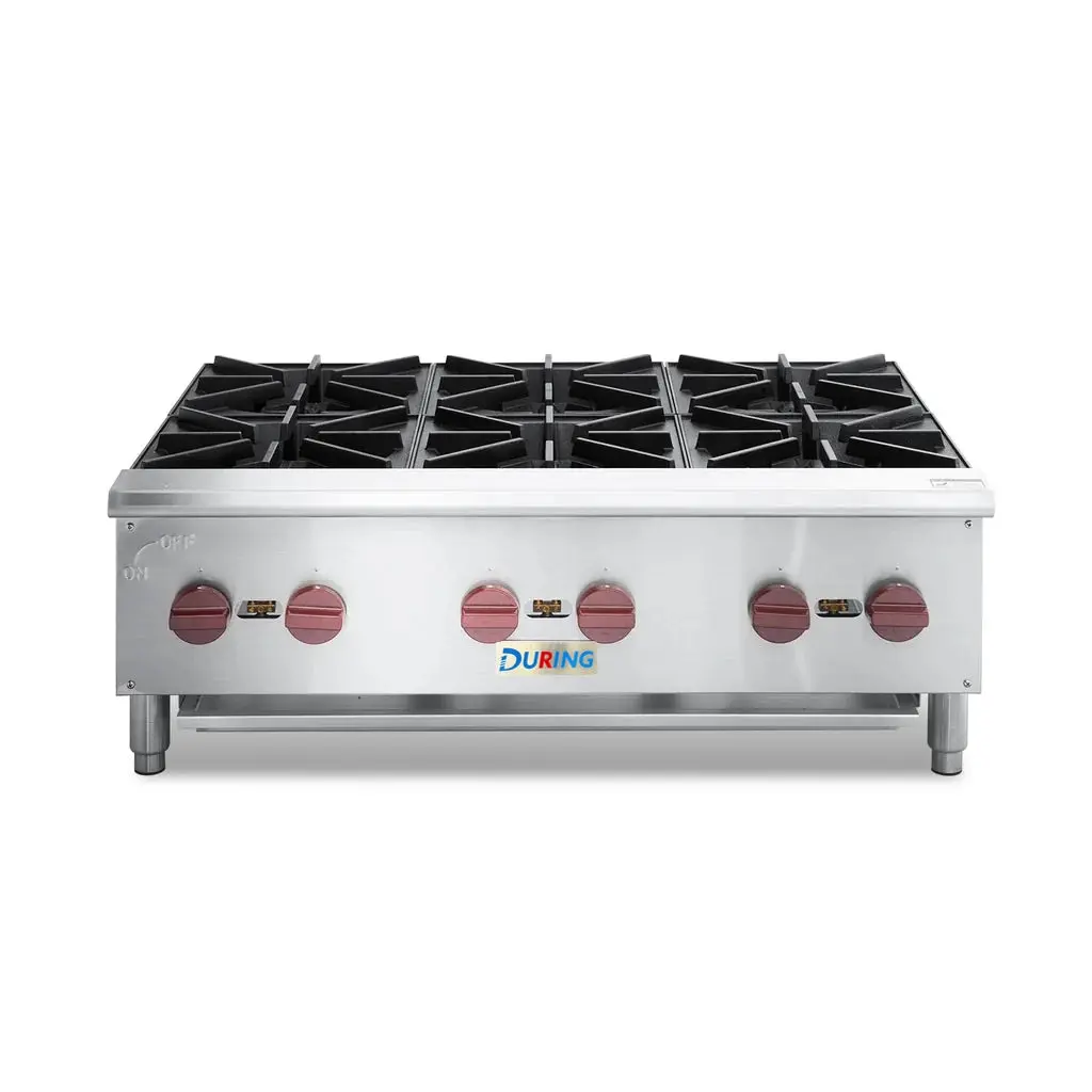 DURING D-HSD-BG-6 36" Commercial Countertop Gas Range - 6 Burner Gas Stove with 150,000 BTU