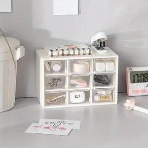 Dust-Proof Desk Tidying Box Students Dust-Proof Girl Earrings Lipstick Transparent Drawer-Type 6 Palace Box Plastic Box Organizer