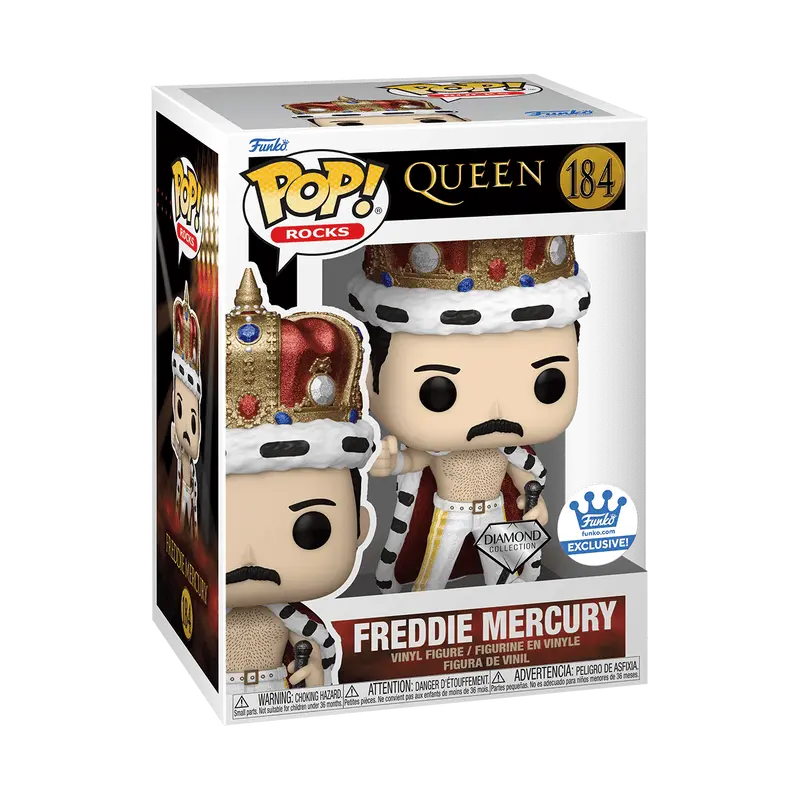 Funko Pop! Rocks - Freddie Mercury as King (Diamond) #184 Exclusive (Sticker may vary) Collectible Pop Vinyl Figure