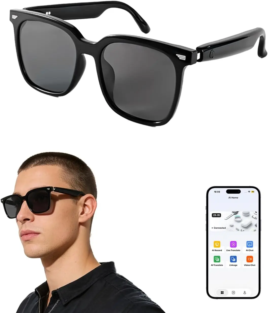 Father's Day & Summer Festival Wearable Bluetooth Open-Ear Smart Audio Glasses - UV400 Polarized Lenses, Lightweight, Convenient, Long Battery Life, Wireless Earbuds Included, Ideal for Cycling/Sports