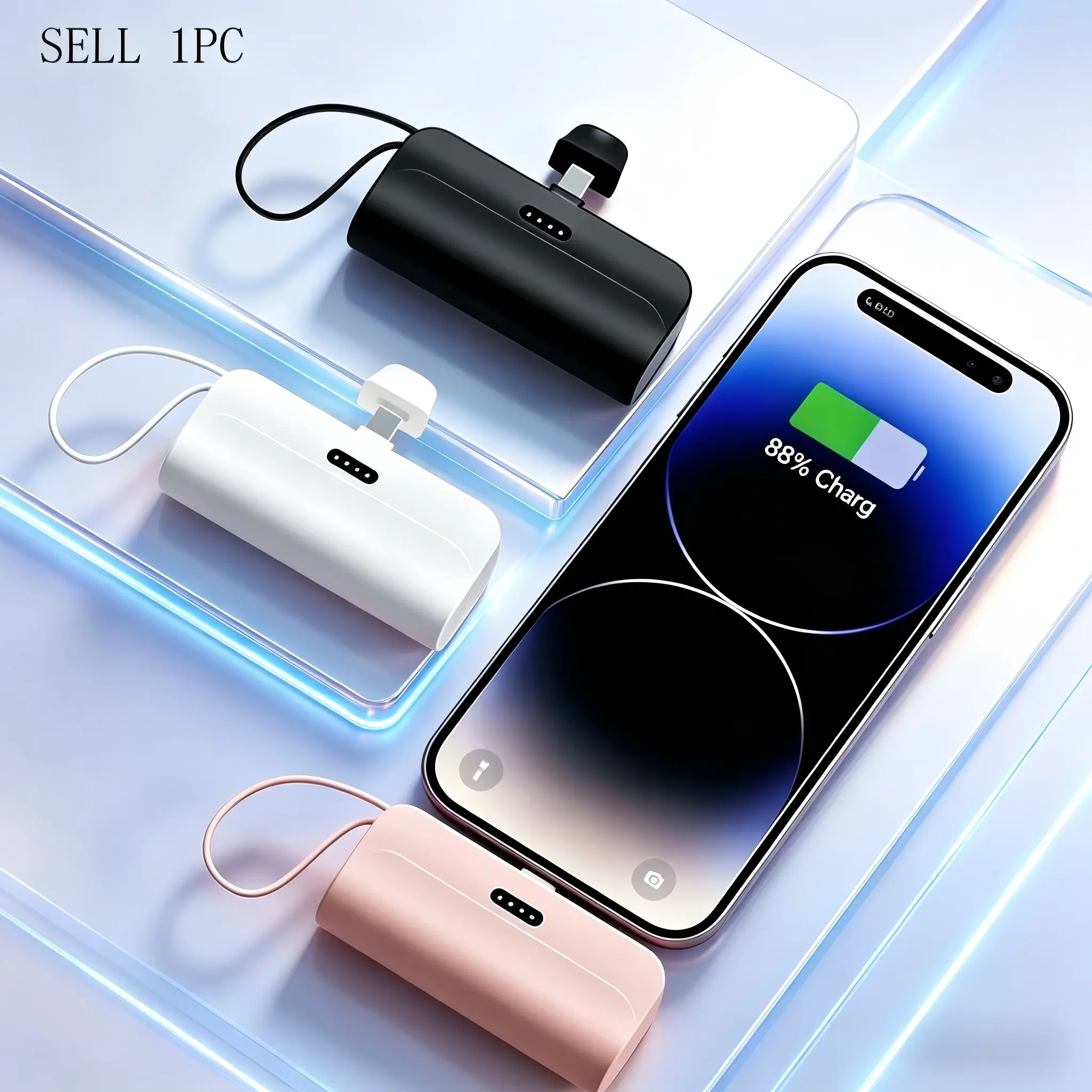 Portable Wireless Rechargeable Battery 5000mah, Compact and Portable, Supports iOS, USB and Type-C Output, Large Capacity Power Bank, Portable Charger Power Pack