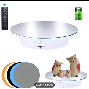 Motorized Rotating Display Stand, 7.87inch/17.6lbs Load, 360 Degree Electric Rotating Turntable for Photography Products, Jewelry, with 5 Colors Backgrounds, Mirror Cover (Rechargeable/Remote Control)