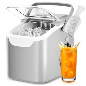 Antarctic Star Countertop Ice Maker Machine, 8 Cubes in 6 Mins, 26.5 lbs/Day, Self-Cleaning, 2 Sizes, Ultra-Quiet for Home/Kitchen/Camping/RV