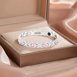 black friday deals 2025 Magnetic Bracelet for Woman christmas gifts- 3,500 Gauss Per Magnet -Crystal Bracelet - Adjustable Length -Pulseras Magneticas (Rose Gold /Black)#MothersDayGift #GiftsForHer