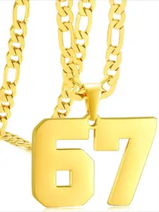 Men's Sports 67 Number Necklace Doot Doo, Suitable for Daily Wear, Hip-Hop Rap Style, Fashion Chic Accessories, Cuban Link Chain