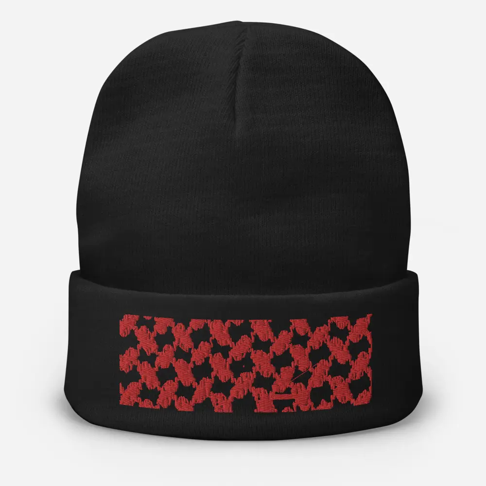 Unisex Palestine Kuffiyeh Embroidered Beanie - Breathable Cotton Blend