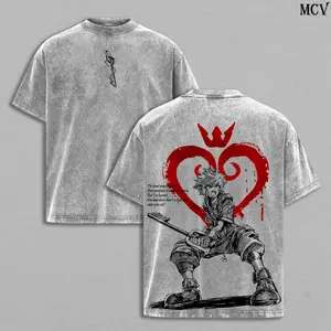 Sora Kingdom Hearts Tee Washed – Kingdom Hearts Vintage Washed Heavy Cotton Oversized Graphic T-Shirt & Hoodie, Retro Anime Game Crossover Streetwear, Keyblade Wielder Heartless Emblem Edition, Unisex Aesthetic Top