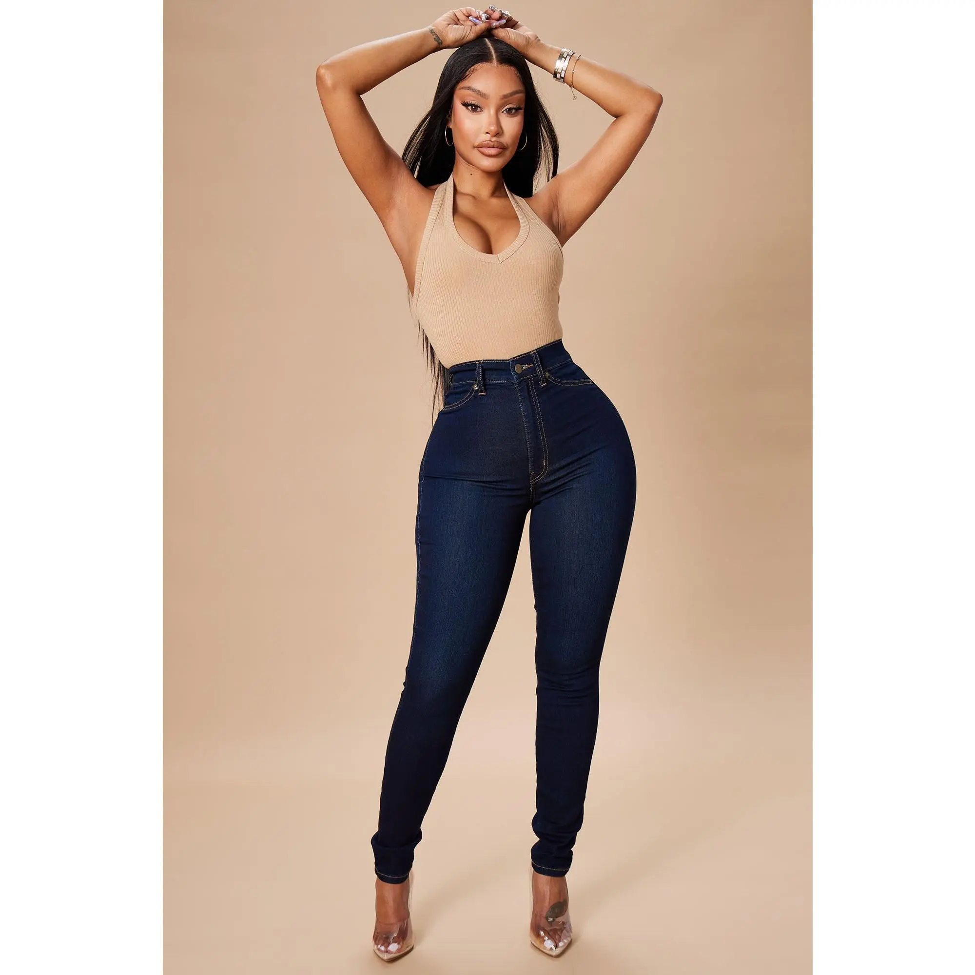 Flex Game Strong Super High Rise Skinny Jeans - Dark Blue Wash