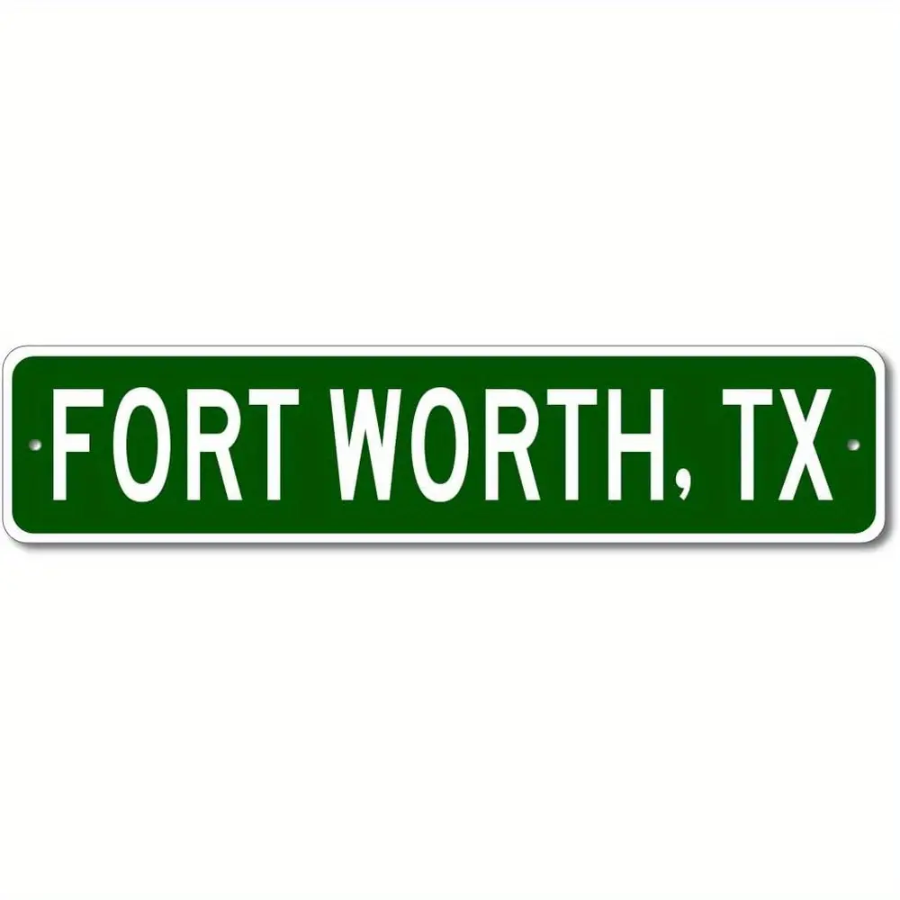 Personalized Fort Worth Texas USA Metal Street Sign, 4x16 in Home Decor Gift for Man Cave-Pub-Bar Wall Plaques & Signs
