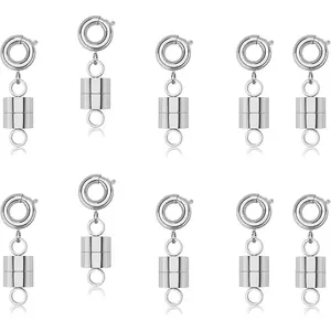 10-Pack Locking Magnetic Clasps - Gold, Silver Plated Jewelry Connectors with Locking Closure for Necklaces, Bracelet Converters, Chain Extenders and Jewelry Making