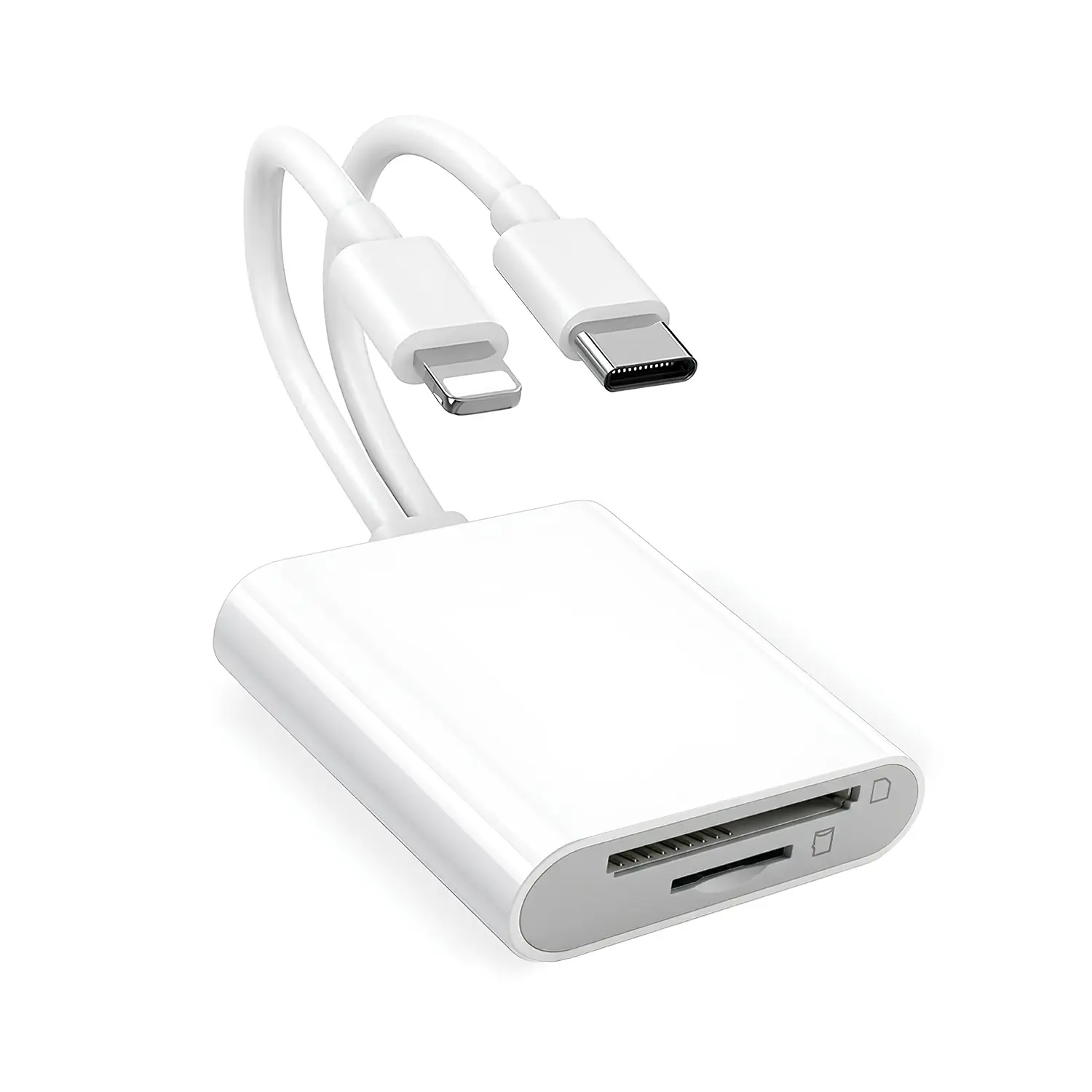 [Free!!Ship!] Portable Dual-Interface Card Reader, 2 in 1 SD Card Reader Compatible with SD/TF for iPhone iPad MacBook Laptop Android Camera Plug and Play