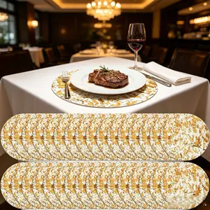 Elegant Gold Disposable Placemats – 100Pcs 13 Inch Round Metallic Mesh Doilies for Parties, Weddings & Special Occasions