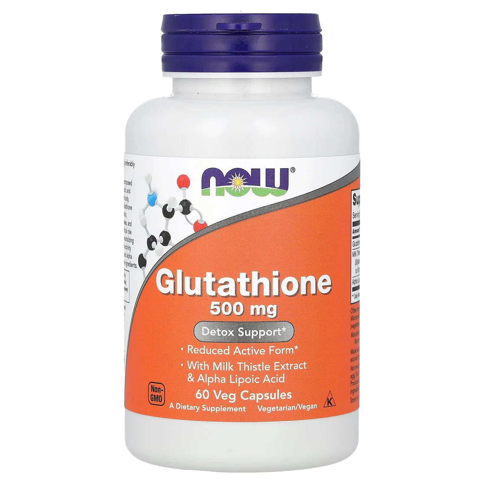 NOW Foods Glutathione With Milk Thistle Extract & Alpha Lipoic Acid, 60 Veg Capsules