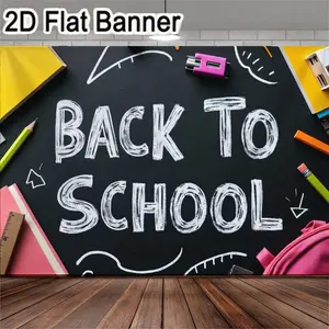2D flat banner, 1pcBACK TO SCHOOL Chalkboard Backdrop with School Supplies, Perfect for Back-to-School Party Decorations, DIY Notebook, Pencil, Backpack Props for TikTok Videos