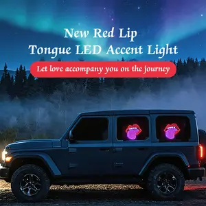 HYRORA Red Lip simp LED Lights USB Car Stickers LED Displays Front and Rear Window Lights for Trucks and Cars 12V 11 Modes  LED Lights for Decor DIY Mode and Multiple Scene Options