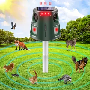 SAIJZEK 1pc Home Pest Control Animal Repellent - 360-Degree All-Round Induction Soundwave Technology, LED Light Bursts & Flashes to Deter Birds, Bats, Squirrels outdoor