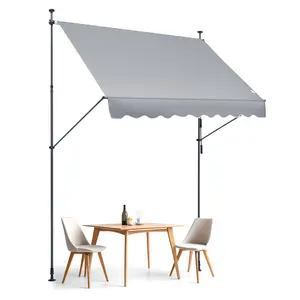 VEVOR 98 x 47" Patio Awning Retractable, Summervibes, Awning Sunshade Shelter with Manual Crank Handle, Outdoor Patio Canopy Sunsetter Deck, Adjustable Height from 86 to 122 in, for Patio/Balcony/Yard, Dark Gray