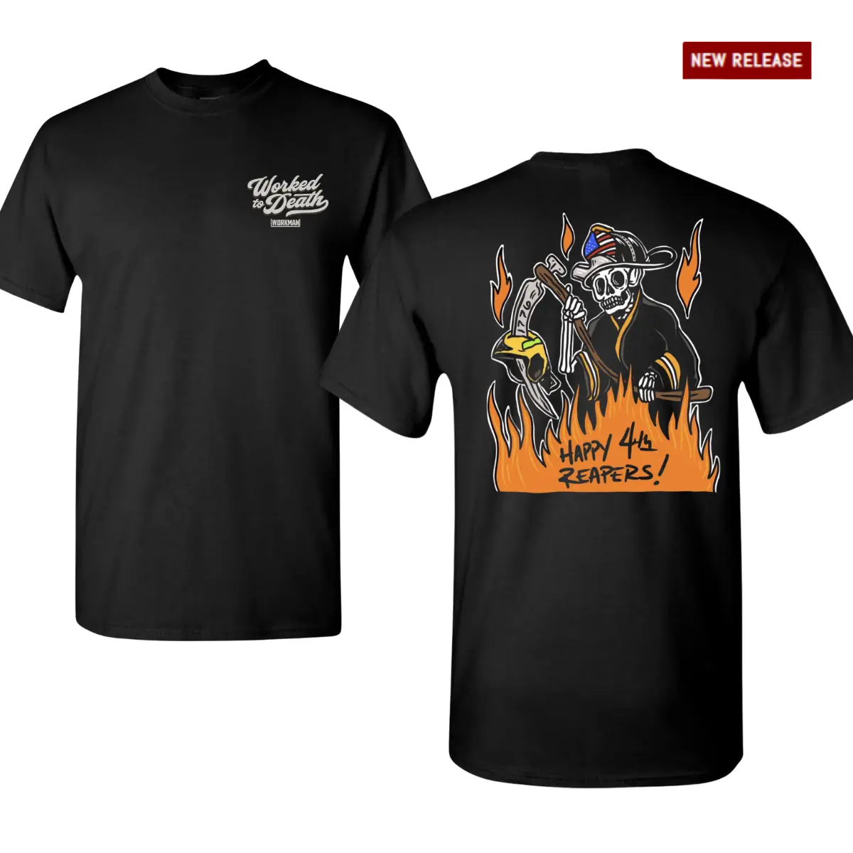 Happy 4th Reapers Firefighter T-Shirt, Grim Reaper Fireman Patriotic Shirt, Skull Firefighter 4th of July Tee, Firefighter Independence Day Shirt