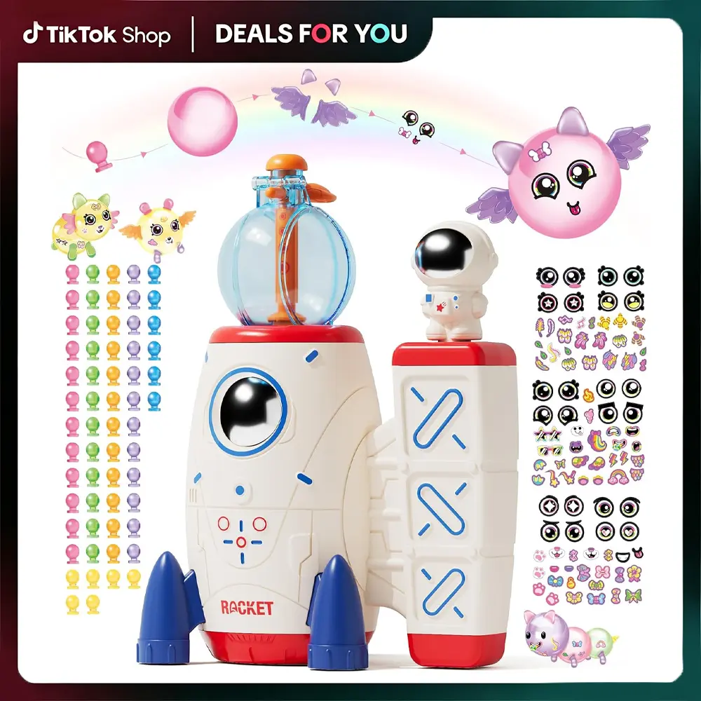 Kids' DIY Space Rocket Balloon Craft Kit Set, 60 Colorful Balloons, 134 PCS Accessories, Pump, 3D Model Building with Magic Stickers, STEM Art Toy for Ages 4+, Summer Vacation Decoration, Birthday Gift, Balloon Kits