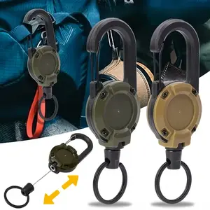 Expandable Keychain, Multifunctional Climbing Hook ID Holder, Keychain Badge Reel, Tactical Document Scroll, Includes 23.6 Inch Steel Extender Strap