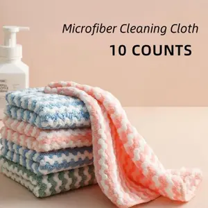 10 Counts Microfiber Cleaning Cloth,Dry Wipe Super Soft Absorbent Dish Towels Rags Cloths For Washing Dishes and Kitchen Drying Cleaning House Keeping, Random Color.