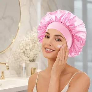 Silk Satin Bonnet for Sleeping Women Wide Brim High Elasticity Hair Cap Lightweight Night Cover for Curly Wavy Natural Hair