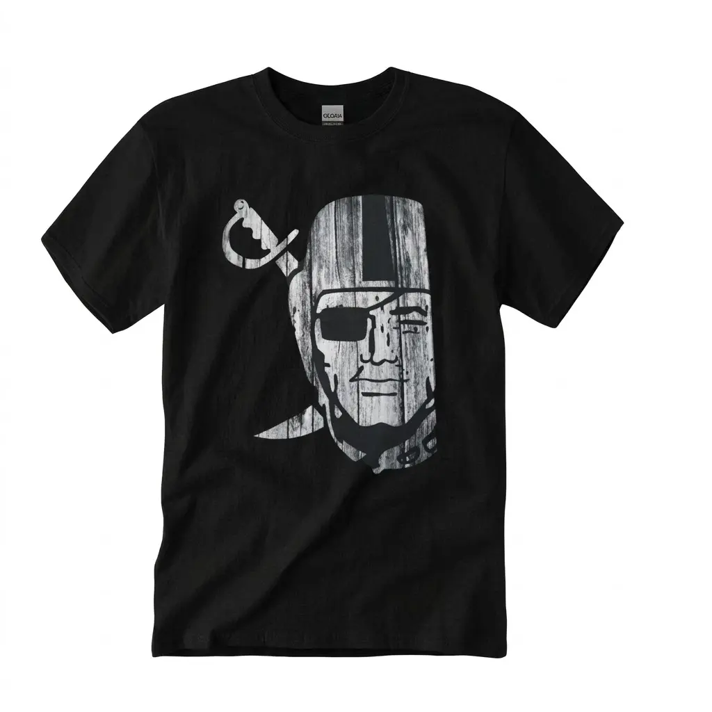 Raider Nation Short-Sleeve Top - Men's Unisex Crewneck, Silver Black, Smooth Seamless Graphics Trend Sports Tee, Menswear, Shortsleeve, Fabric, Casual, Cotton, Round Neck, Soft, Tshirt, Lightweight Streetwear Aesthetic
