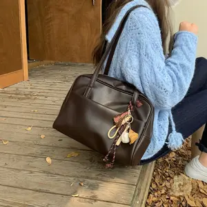 【Groove】Korean Style Large Capacity Shoulder Bag Bag Women's Autumn 2026 New Retro Underarm Bag Versatile Large Capacity Tote Bag mah  bags Compact,Leather Satchel,Fashionadle,Spacious Fashionable