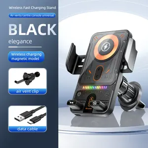 Auto Clamp Wireless Car Charger Mount features smart infrared sensors for automatic. It delivers 15W max fast charging with temperature control fits phones 4.7-7.2 inches. The sturdy alloy build ensures a stable shake-free hold