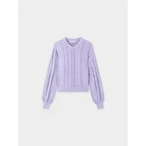 Cross Stitch Sweater-Lavender