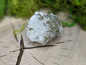 Calcite with Shimmering Chalcopyrite Quartz Crystal Clusters Natural Stone Collectible Mineral Specimen Healing Raw Gemstone Rough Chunk