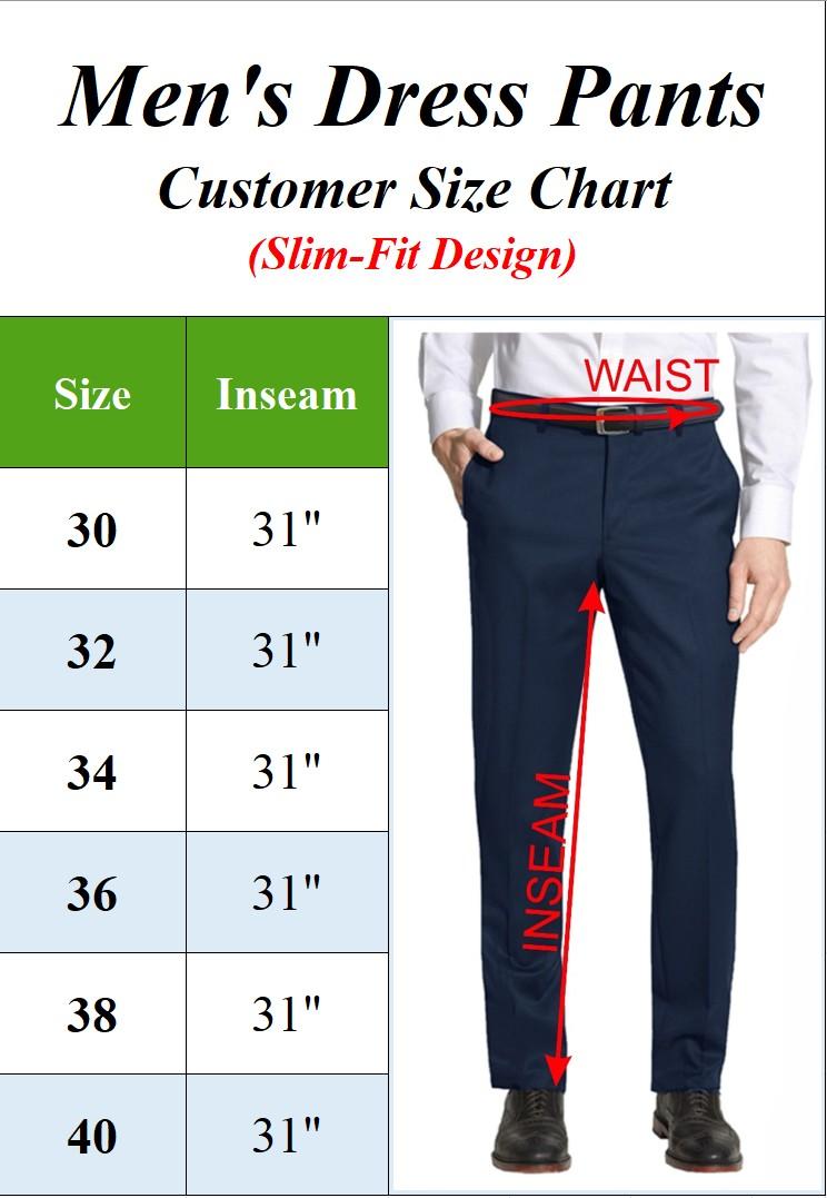 2-Pack Mens Flex Stretch Slim Fit Dress Pants (Sizes, 30-40)