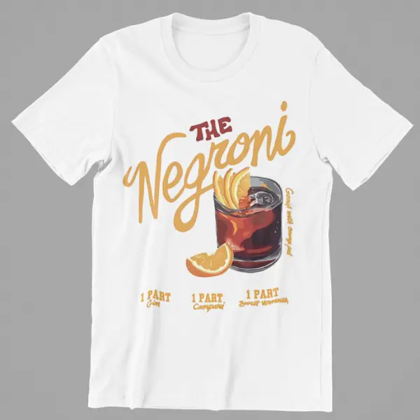 The Negroni Cocktail Graphic Tee, Classic Drink Recipe Shirt, Retro Bar Style T-Shirt, Bartender Gift, Vintage Alcohol Tee