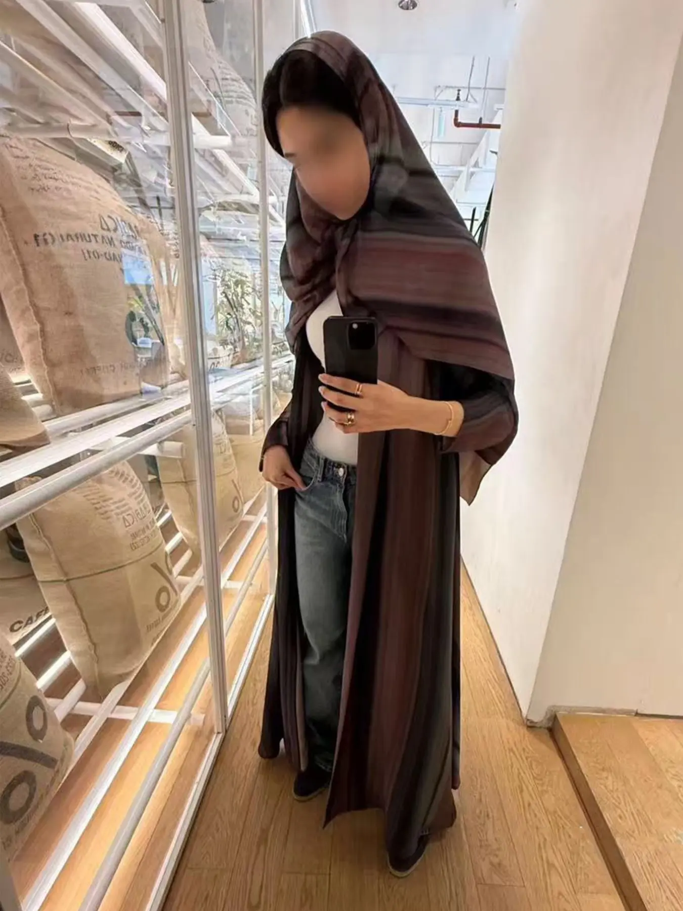 Middle Eastern Fashion Women's Long Sleeve Loose Elegant Gradient Color Arabic Abaya with Free Headscarf, Stylish and Comfortable, Abaya Hijab Set, Islamic Modesty Clothes, Muslim Clothing, Modesty Abaya