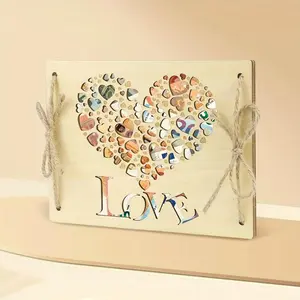 Wooden Heart Shaped Money Holder, 1 Count Double Layer Wooden Money Holder Ornament, Ideal Cash Gift, Wedding Guest Gift