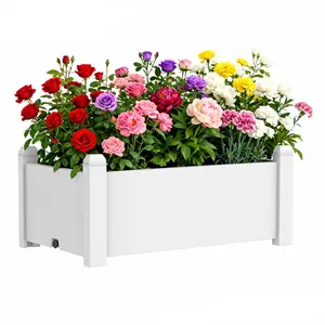 Large Rectangular Resin Planter Box - Modern Design, Stable Base, Heavy-Duty Weatherproof Container for Outdoor-Indoor Flower, Vegetable Gardening