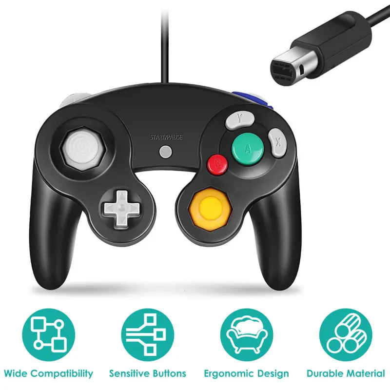 Shock Wired Game Controller, Classic Gamepad Compatible with Nintendo Wii & Gamecube, Wired Gaming Joystick,summervibes