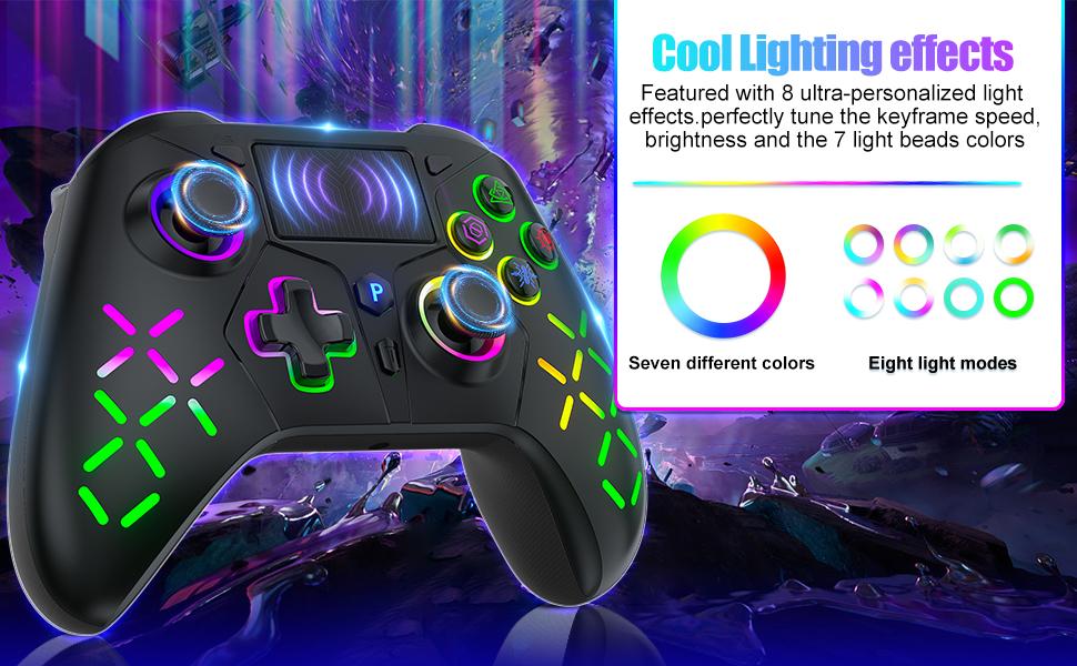 Wireless Controller for PS5 with LED RGB Light, Compatible with Playstation 5 /Playstation 4 /Playstation 3 /Switch/ PC