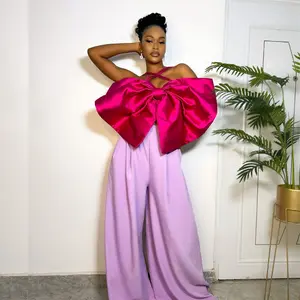 BOW PANT SET TWO PIECE TOP AND PANTS WOMEN'S WEAR