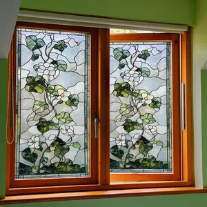 Flower Pattern Glass Sticker, Floral Pattern Sticker, 1 Sheet Double Sided Visual Glass Decorative Sticker, Decorative Sticker for Home Living Room Bedroom, Removable Window Decal, Ornaments