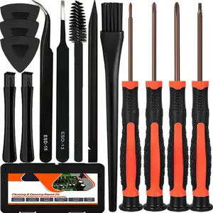 Cleaning & Opening Repair Kit for PS5 PS4 PS3, 14 in 1 Screwdriver Set with T9 Torx Screwdriver & PH00,Ph0,Ph1 Phillips Screwdrivers,Brushes,Tweezers for Sony Playstation 5/4/3 & Controller mini tool kit