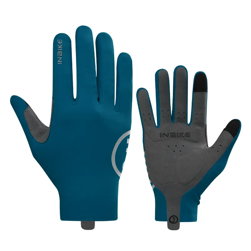 INBIKE Full Finger Cycling Gloves - Breathable Nylon Blend, 3mm Shockproof Gel Padding, UPF 50+ Touchscreen, UV Protection, Anti-Odour, Quick Dry for MTB, Road Biking, S