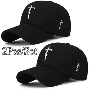 2-Pack Classic Durable Embroidered Twill Fabric Baseball Caps - Black & White Premium Snapback, Casual Trendy Hat, Snapback Black Caps for Sports & Outdoor Daily Wear