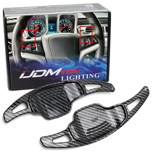iJDMTOY Twill-Weave Carbon Fiber Pattern Style Larger Paddle Shifter Extensions For Chevrolet 2012-15 Camaro, 2016-19 Cadillac CT6 XT5, Buick Regal Lacrosse, etc