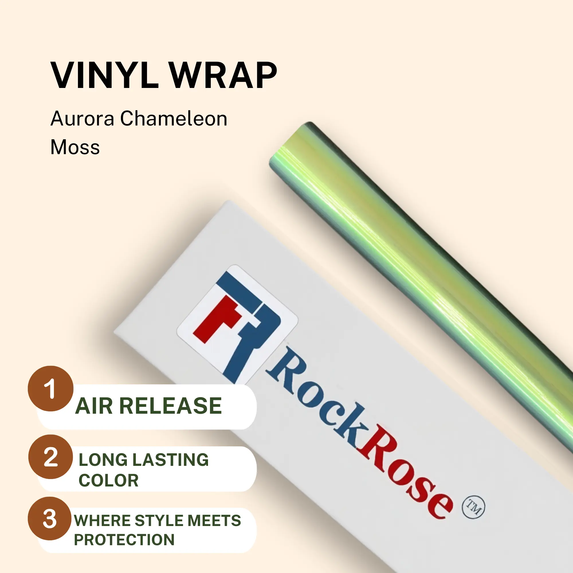 RockRose Gloss Metallic Paint Car Vinyl Wrap Aurora Chameleon Moss Green