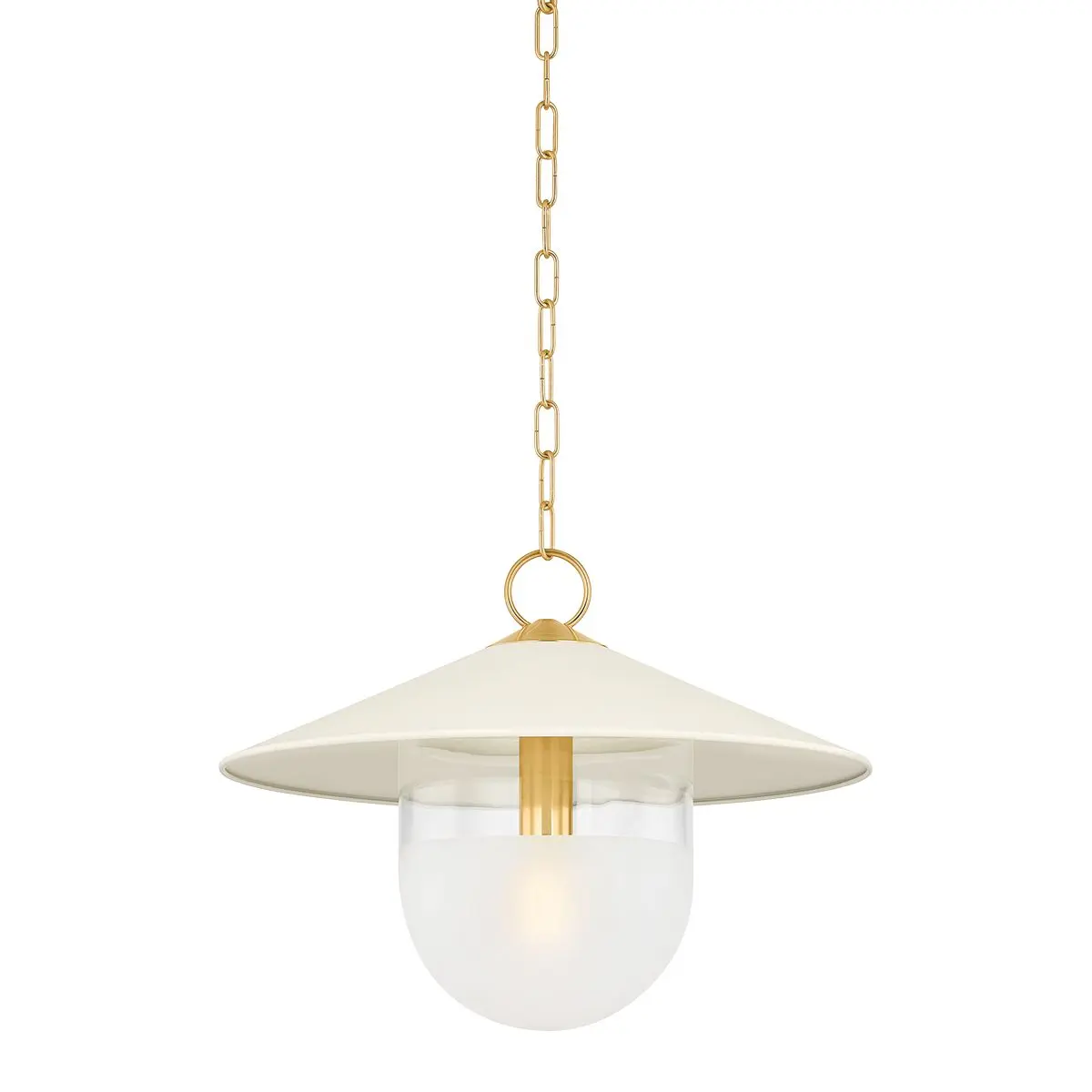 Modern Ressi Pendant Light with Soft Cream Shade and Aged Brass Chain for Entryway or Dining Room