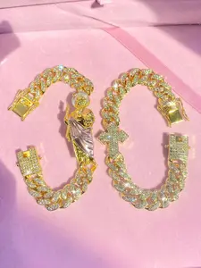 Light Luxury Elegant Cross Design Bracelet, Fashionable and Simple Religious Cross Matching Bracelet Jewelry Set, Valentine's Day Jewelry Gift, Cuban Link Bracelet, Cuban Bracelets