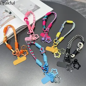 Mobile phone case lanyard, colored card keychain wrist rope, dopamine star mobile phone rope, portable anti-lost wrist rope.