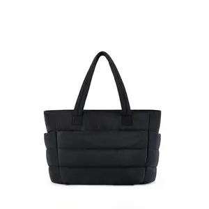 Women's Solid Color Quilted Puffer Tote Bag, Large Capacity Shoulder Bag for Travel Work, Casual Trendy Versatile High-quality Daily Commuting BagGift